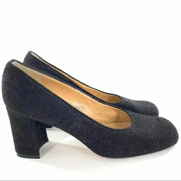 Alta Moda heels sz 8.5 charcoal gray chunky square toe 90s Y2k holiday vintage - Picture 13 of 13